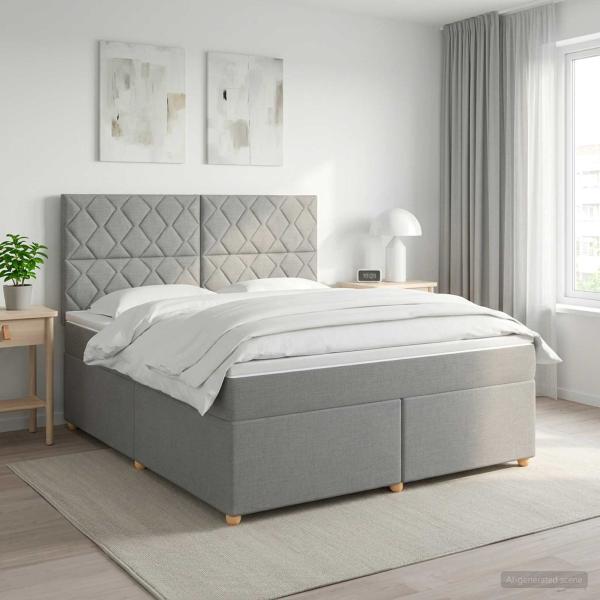 Boxspringbett mit Matratze Hellgrau 160 x 200 cm Stoff