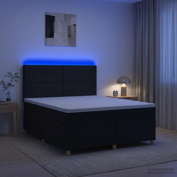 ARDEBO.de - Boxspringbett mit Matratze Schwarz 180 x 200 cm Stoff