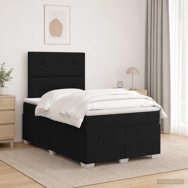 LED Boxspringbett mit Matratze Schwarz 120 x 190 cm Stoff