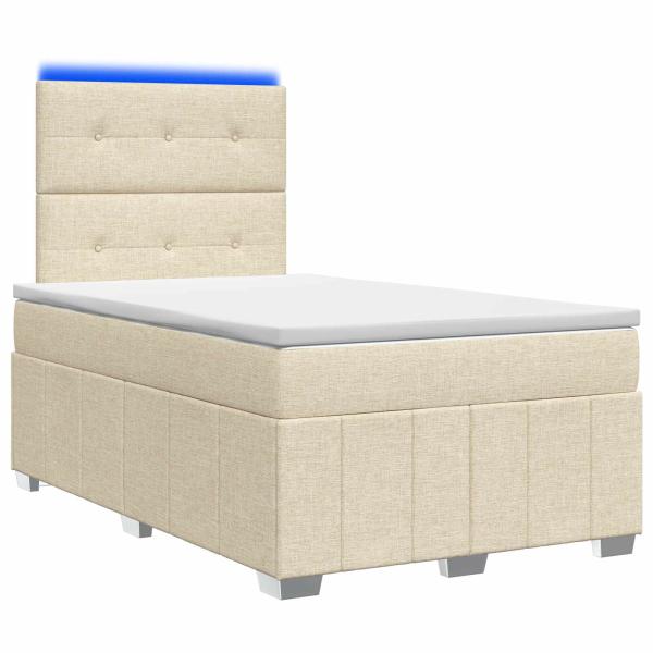 LED Boxspringbett mit Matratze Creme 120 x 190 cm Stoff