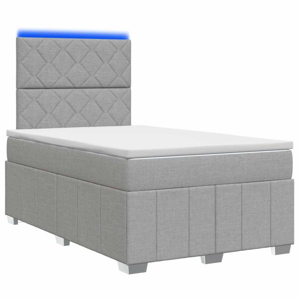 LED Boxspringbett mit Matratze Hellgrau 120 x 190 cm Stoff