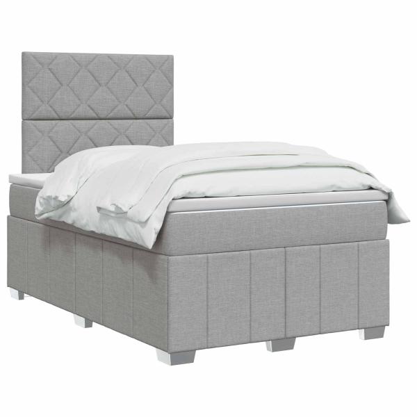 LED Boxspringbett mit Matratze Hellgrau 120 x 190 cm Stoff