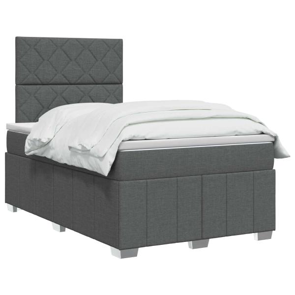 LED Boxspringbett mit Matratze Dunkelgrau 120 x 190 cm Stoff