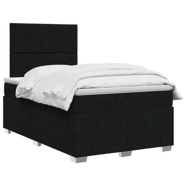 LED Boxspringbett mit Matratze Schwarz 120 x 190 cm Stoff