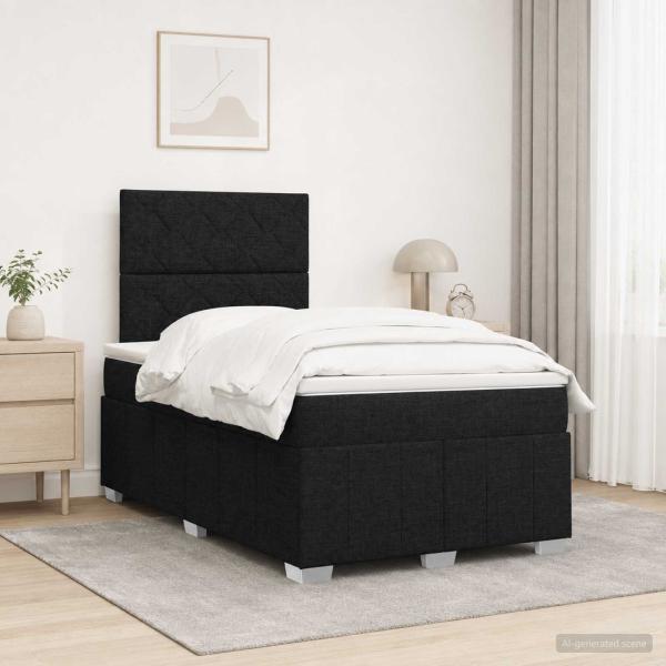 LED Boxspringbett mit Matratze Schwarz 120 x 190 cm Stoff