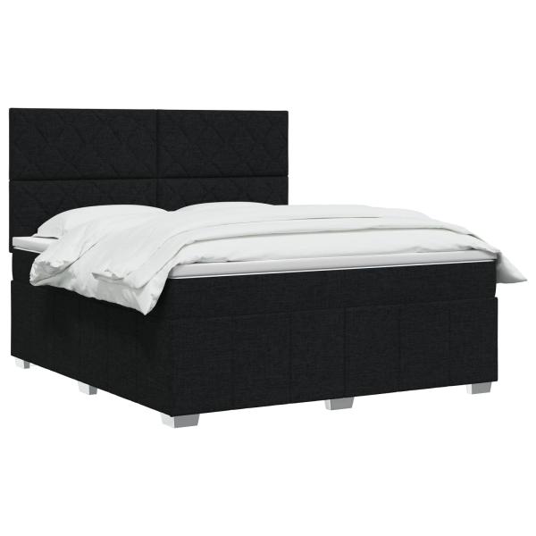 LED Boxspringbett mit Matratze Schwarz 140 x 190 cm Stoff