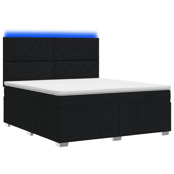 LED Boxspringbett mit Matratze Schwarz 140 x 200 cm Stoff