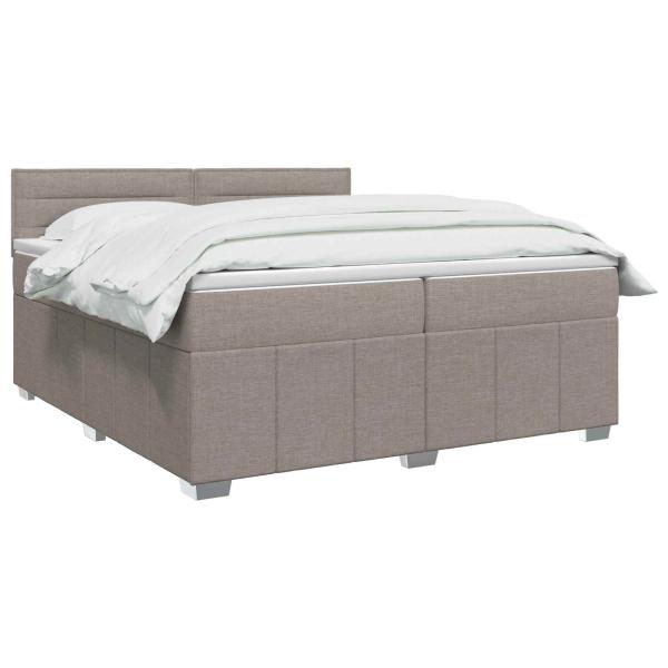 LED Boxspringbett mit Matratze Taupe 200 x 200 cm Stoff