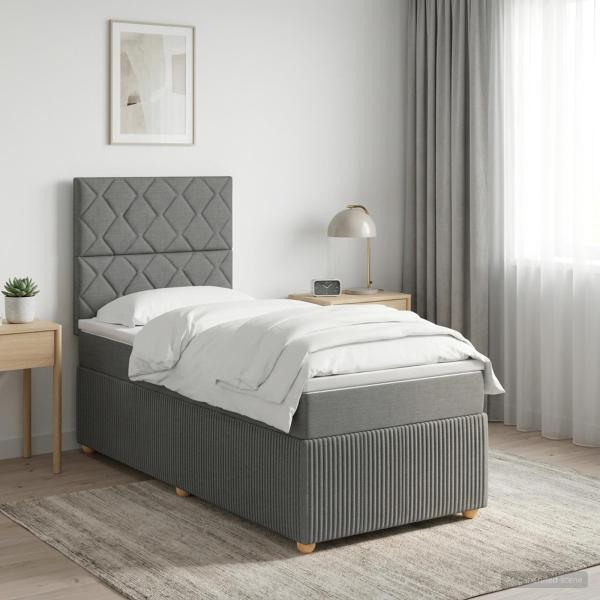 LED Boxspringbett mit Matratze Dunkelgrau 100 x 200 cm Stoff