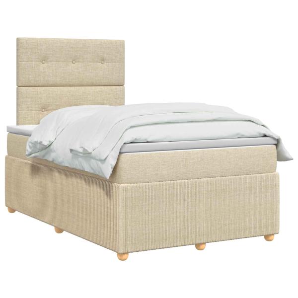 LED Boxspringbett mit Matratze Creme 120 x 190 cm Stoff
