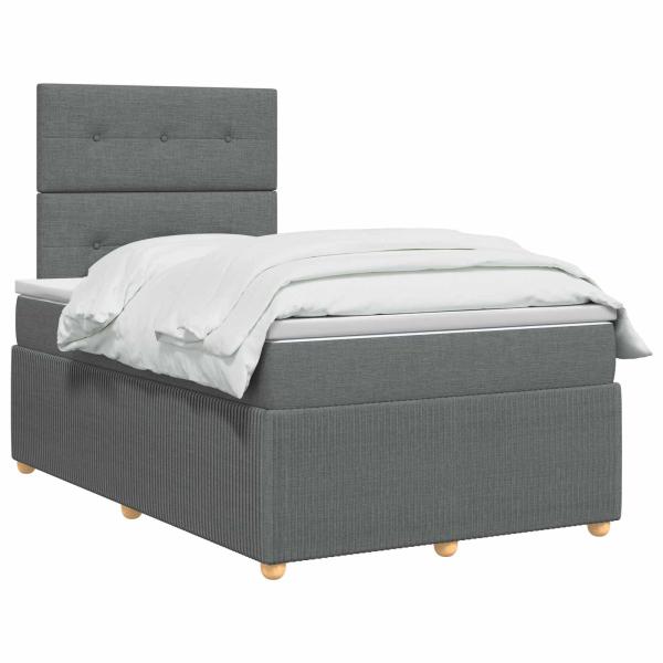 LED Boxspringbett mit Matratze Dunkelgrau 120 x 200 cm Stoff