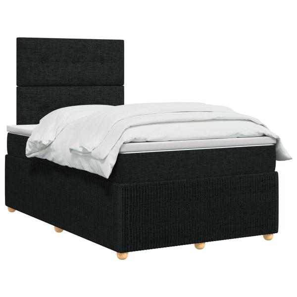 LED Boxspringbett mit Matratze Schwarz 120 x 200 cm Stoff