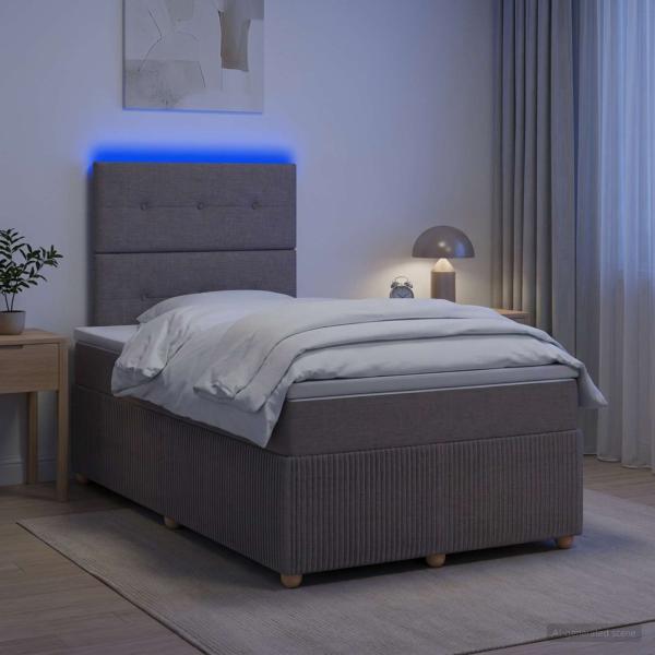 ARDEBO.de - LED Boxspringbett mit Matratze Taupe 120 x 200 cm Stoff