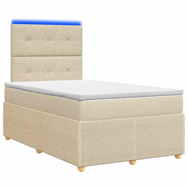 LED Boxspringbett mit Matratze Creme 120 x 200 cm Stoff