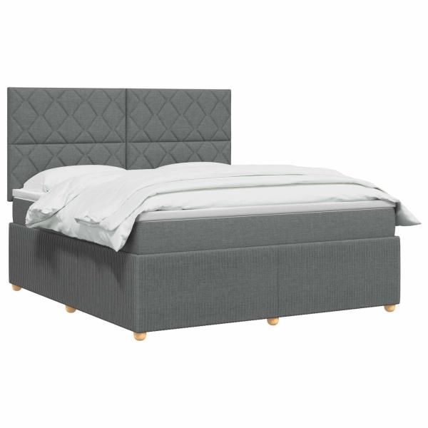 LED Boxspringbett mit Matratze Dunkelgrau 140 x 190 cm Stoff