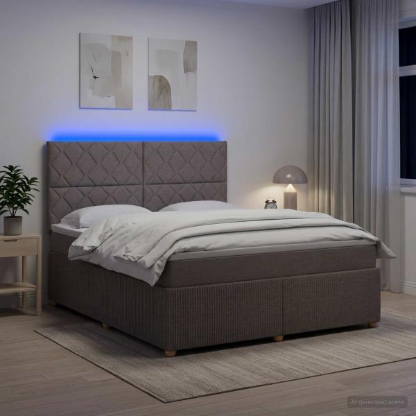 LED Boxspringbett mit Matratze Taupe 140 x 190 cm Stoff