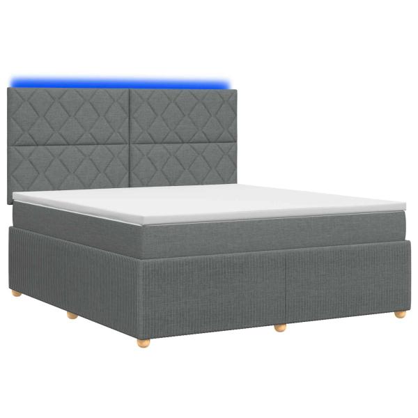 LED Boxspringbett mit Matratze Dunkelgrau 160 x 200 cm Stoff