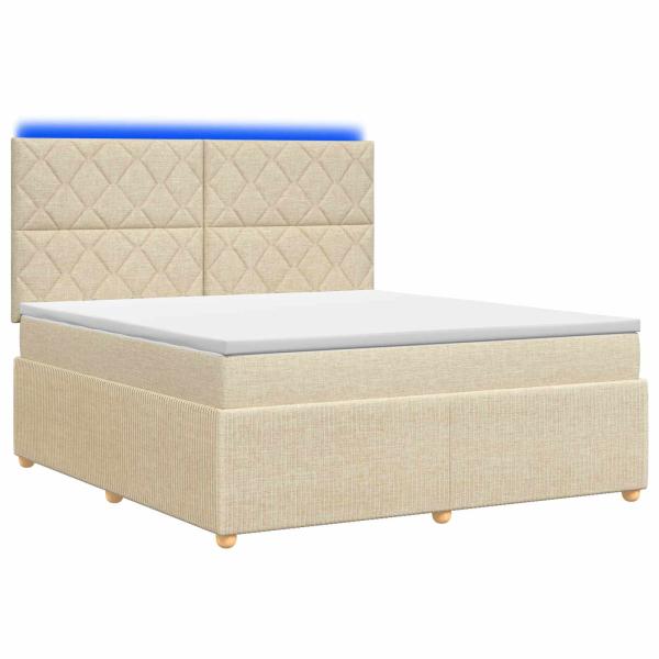LED Boxspringbett mit Matratze Creme 160 x 200 cm Stoff