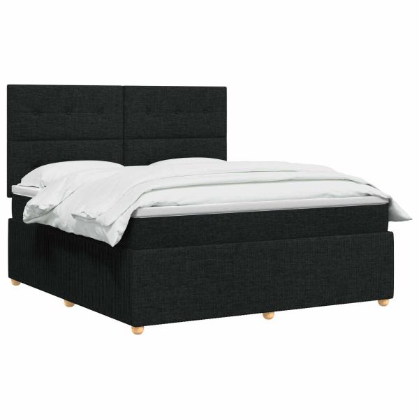LED Boxspringbett mit Matratze Schwarz 180 x 200 cm Stoff