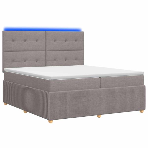 LED Boxspringbett mit Matratze Taupe 200 x 200 cm Stoff