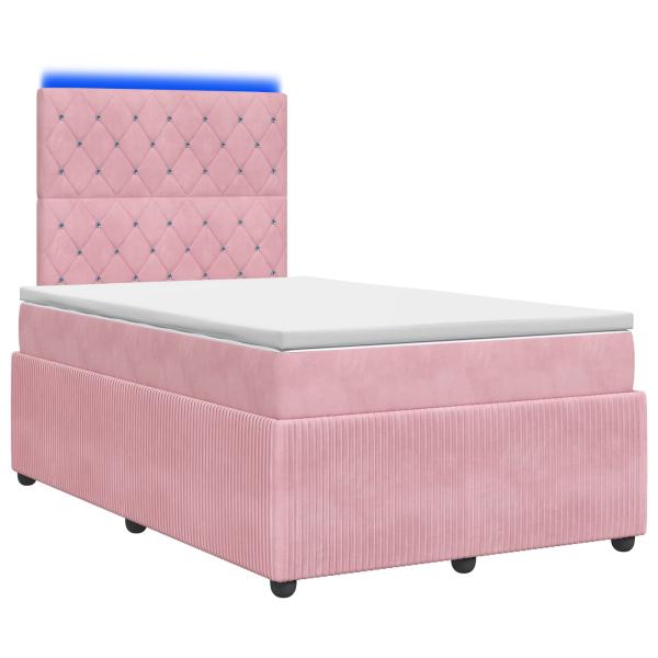 LED Boxspringbett mit Matratze Rosa 120 x 190 cm Samt