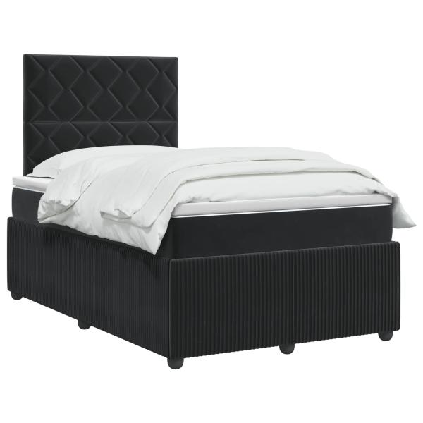 LED Boxspringbett mit Matratze Schwarz 120 x 190 cm Samt