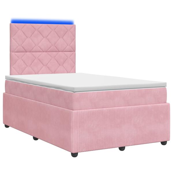 LED Boxspringbett mit Matratze Rosa 120 x 190 cm Samt