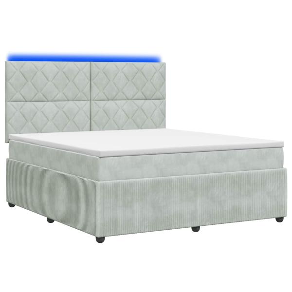 LED Boxspringbett mit Matratze Hellgrau 140 x 190 cm Samt