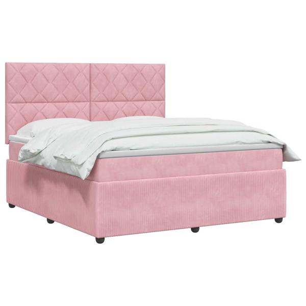 LED Boxspringbett mit Matratze Rosa 160 x 200 cm Samt