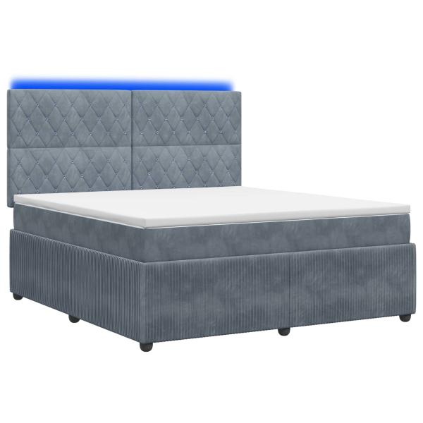 LED Boxspringbett mit Matratze Dunkelgrau 180 x 200 cm Samt