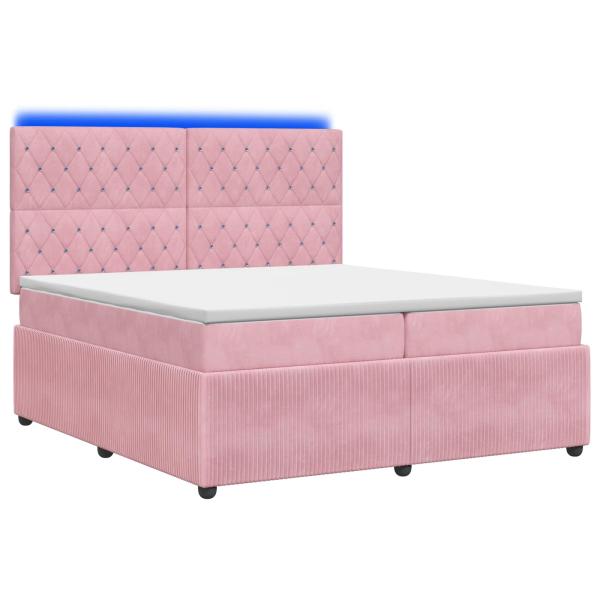 LED Boxspringbett mit Matratze Rosa 200 x 200 cm Samt