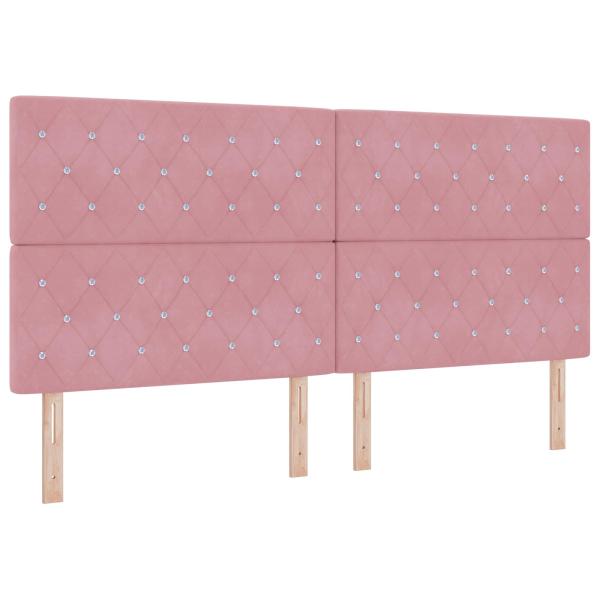 LED Boxspringbett mit Matratze Rosa 200 x 200 cm Samt
