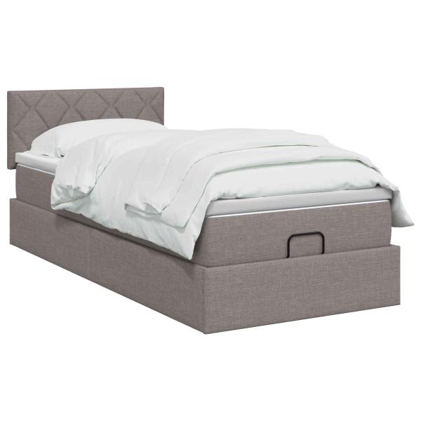 Ottoman Bett mit Matratze mit Kopfteil Taupe 80 x 200 cm Stoff