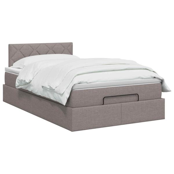 Ottoman Bett mit Matratze mit Kopfteil Taupe 120 x 190 cm Stoff