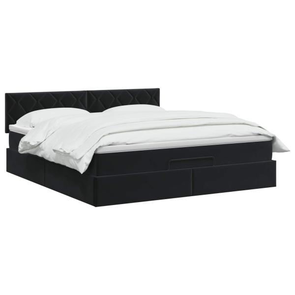 Ottoman Bett mit Matratze Schwarz 160 x 200 cm Samt
