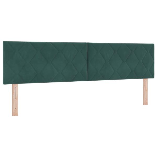 Ottoman Bett mit Matratze mit Kopfteil 2 Stk. Dunkelgrün Samt