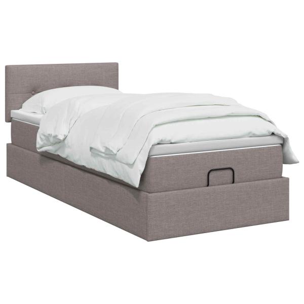 Ottoman-Bett mit Matratze und LED Taupe 100 x 200 cm Stoff