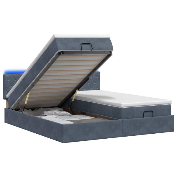 Ottoman-Bett mit Matratze und LED Dunkelgrau 200 x 200 cm Samt