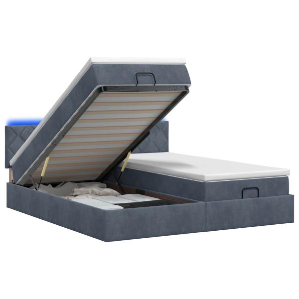Ottoman-Bett mit Matratze und LED Dunkelgrau 180 x 200 cm Samt