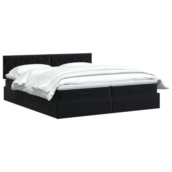 Ottoman-Bett mit Matratze und LED Schwarz 200 x 200 cm Samt