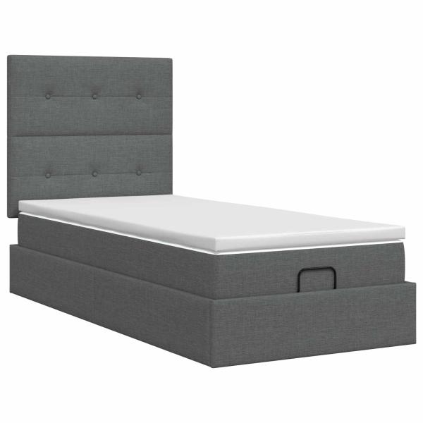 Ottoman Bett mit Matratze Dunkelgrau 100 x 200 cm Stoff
