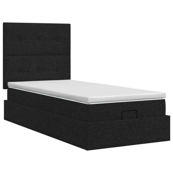 Ottoman Bett mit Matratze Schwarz 100 x 200 cm Stoff