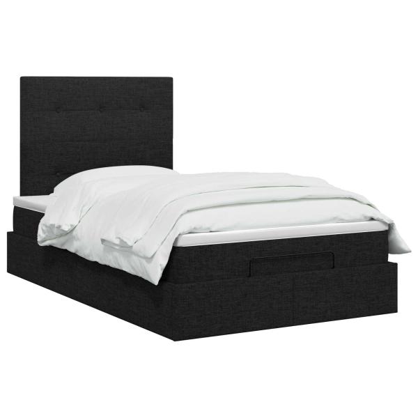 Ottoman Bett mit Matratze Schwarz 120 x 200 cm Stoff