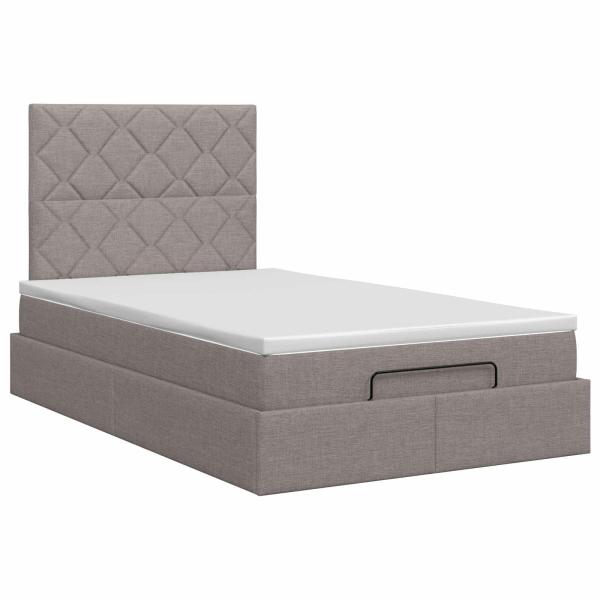 Ottoman Bett mit Matratze mit Kopfteil Taupe 120 x 200 cm Stoff