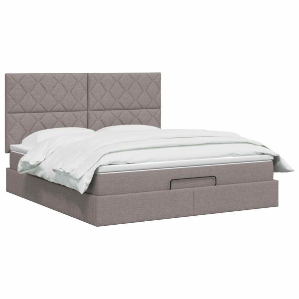 Ottoman Bett mit Matratze mit Kopfteil Taupe 140 x 190 cm Stoff