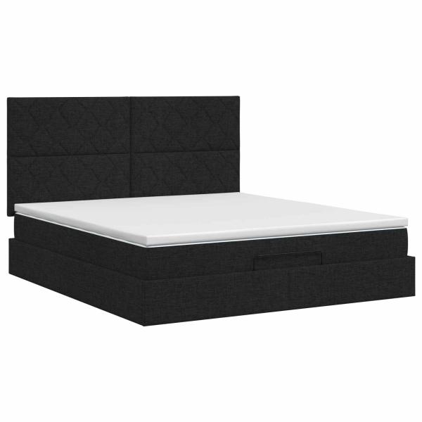 Ottoman Bett mit Matratze Schwarz 140 x 200 cm Stoff