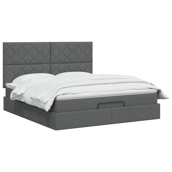Ottoman Bett mit Matratze Dunkelgrau 180 x 200 cm Stoff