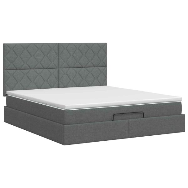 Ottoman Bett mit Matratze Dunkelgrau 180 x 200 cm Stoff
