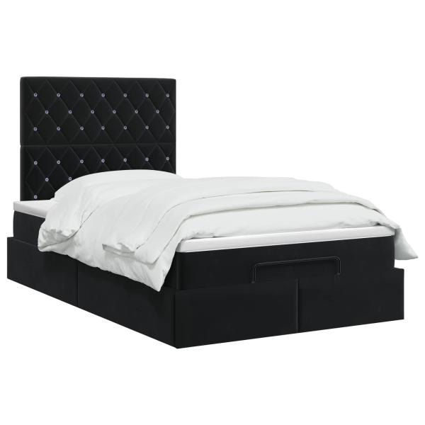 Ottoman Bett mit Matratze Schwarz 120 x 190 cm Samt