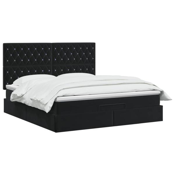 Ottoman Bett mit Matratze Schwarz 160 x 200 cm Samt